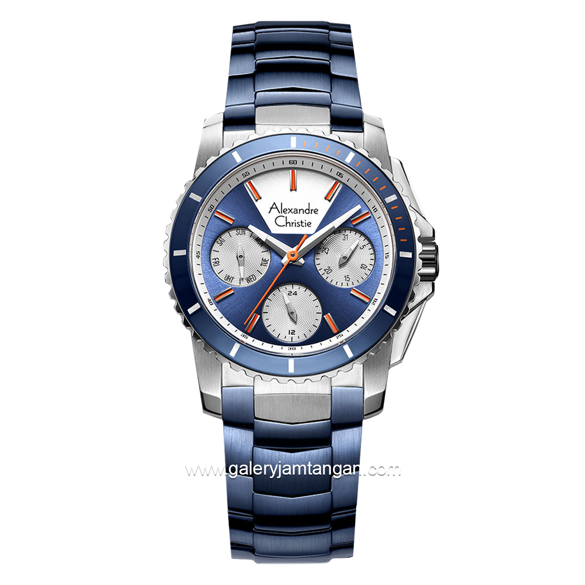 Alexandre Christie AC 6455 BF Blue Silver Chronograph Stainless Steel Strap