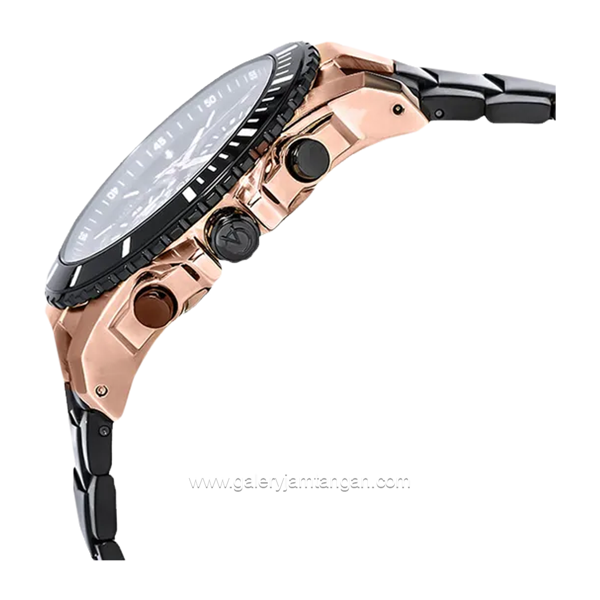 Alexandre Christie AC 6455 MC Black Rosegold Chronograph Stainless Steel Strap