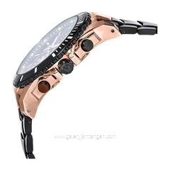 Alexandre Christie AC 6455 MC Black Rosegold Chronograph Stainless Steel Strap