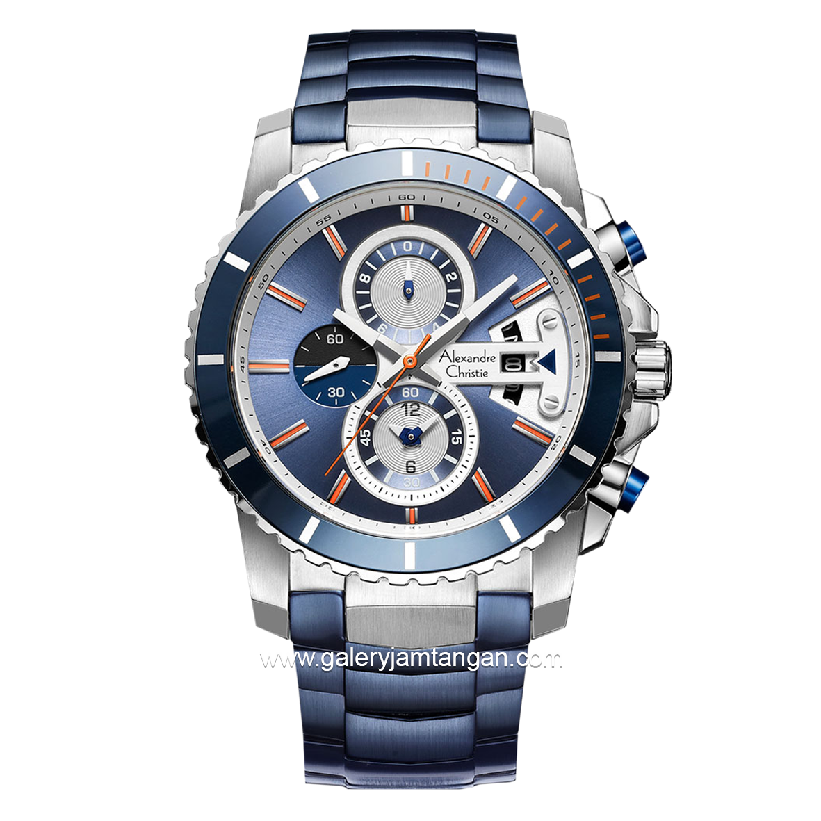 Alexandre Christie AC 6455 MC Blue Silver Chronograph Stainless Steel Strap