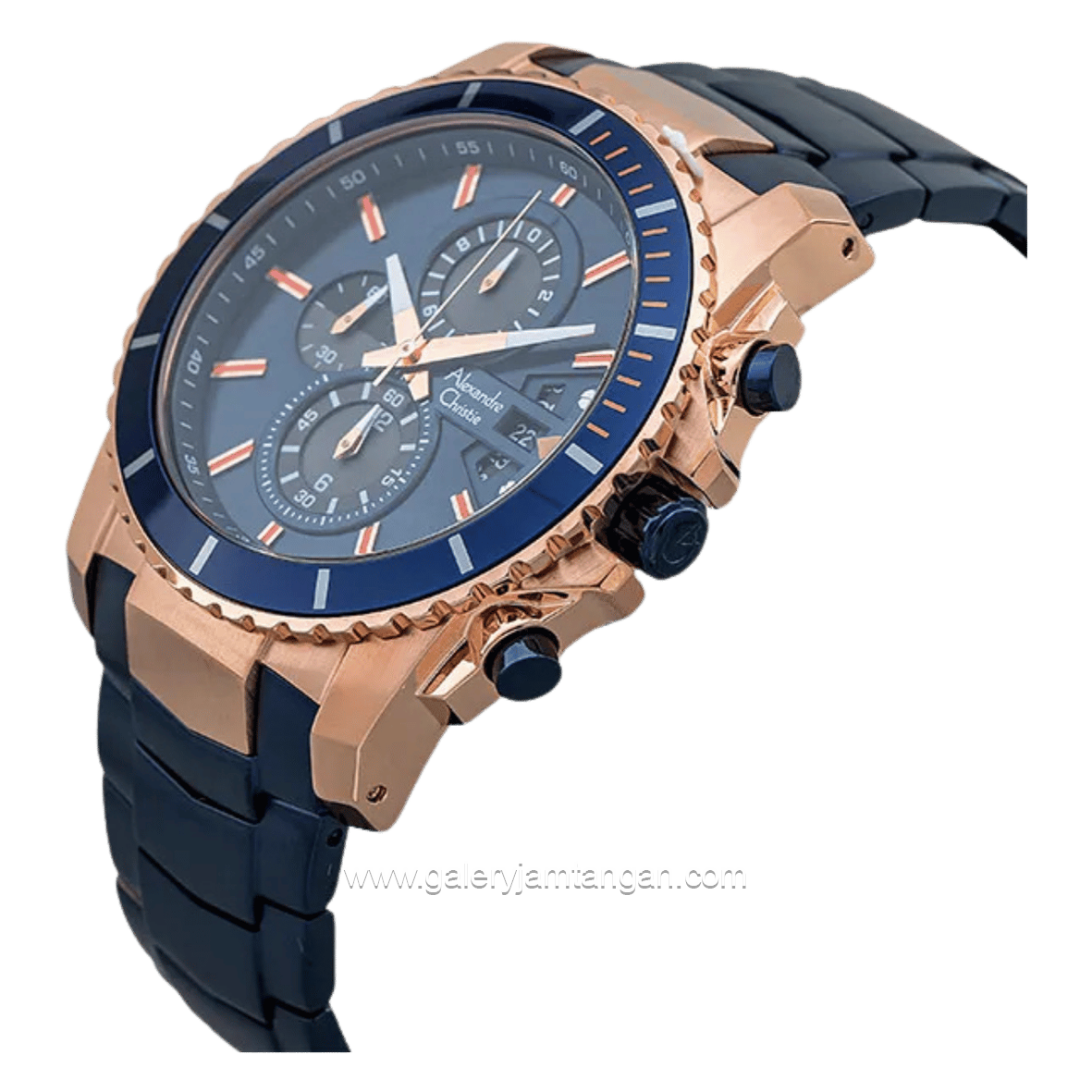 Alexandre Christie AC 6455 MC Blue Rosegold Stainless Steel Strap