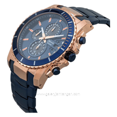 Alexandre Christie AC 6455 MC Blue Rosegold Stainless Steel Strap
