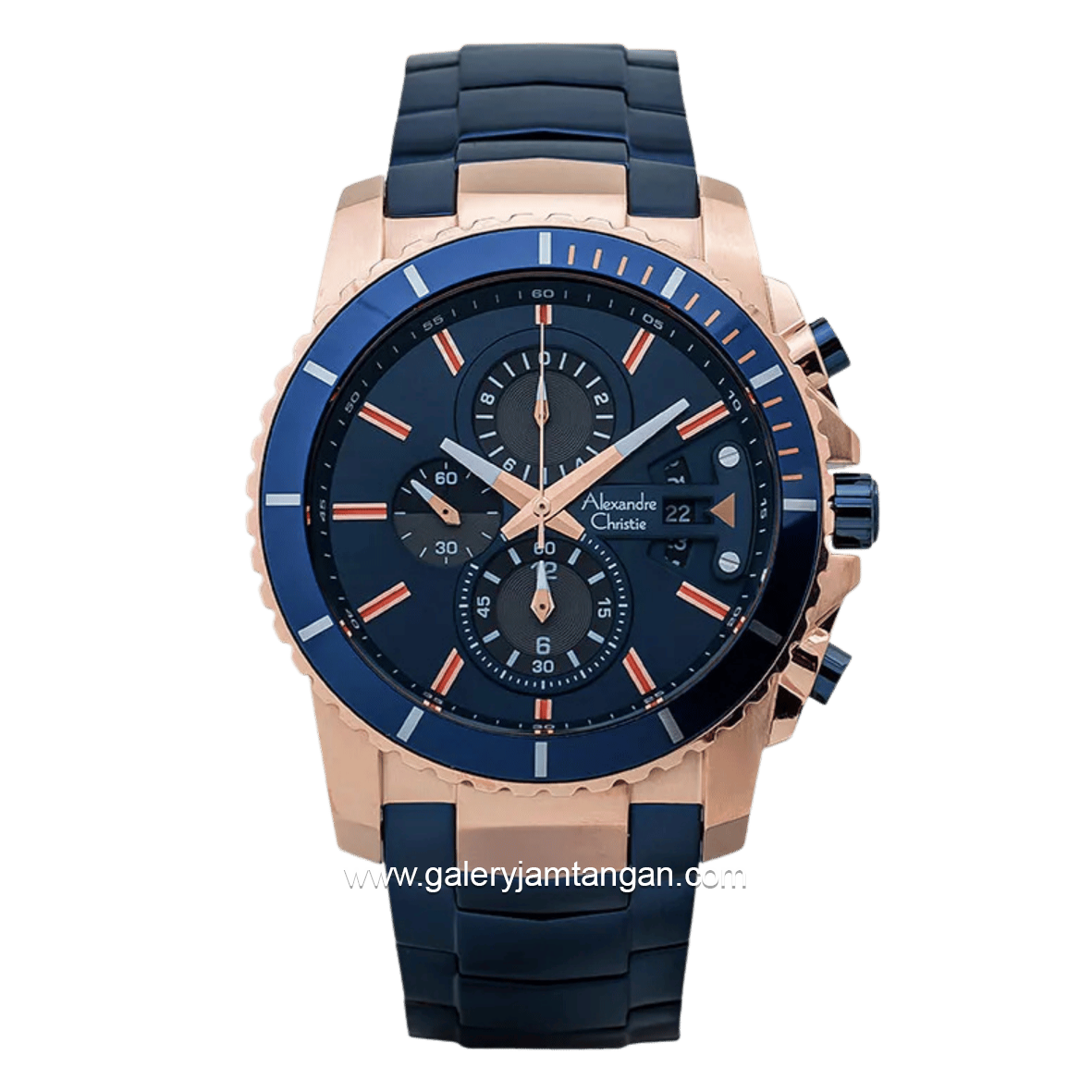 Alexandre Christie AC 6455 MC Blue Rosegold Stainless Steel Strap