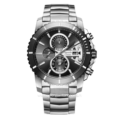Alexandre Christie AC 6455 MC Silver Dial Black Chronograph Stainless Steel Strap