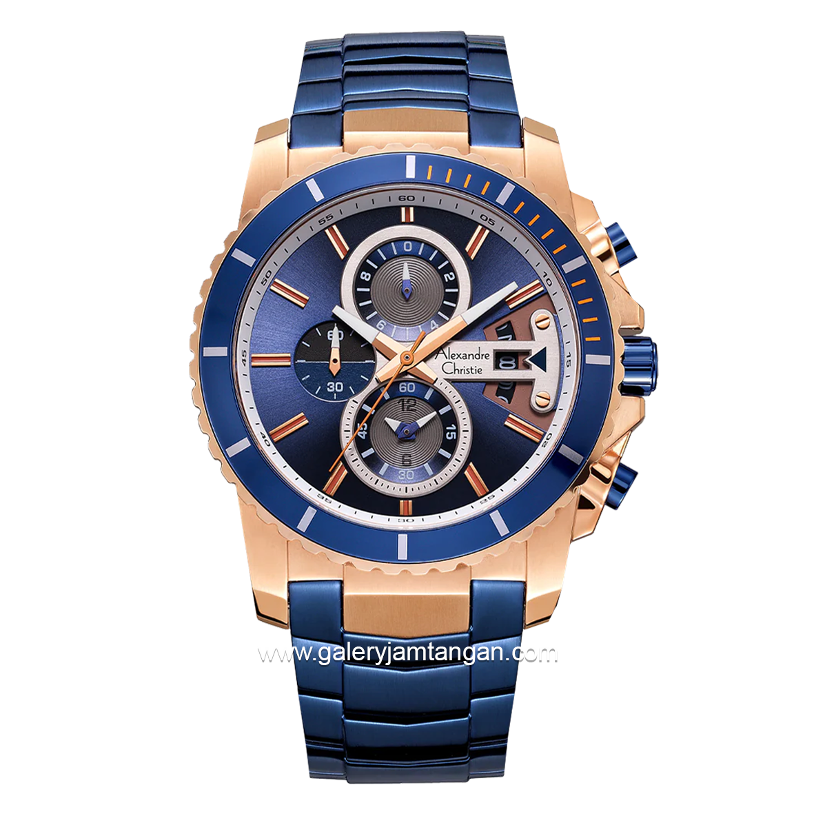 Alexandre Christie AC 6455 MC Blue Rosegold Stainless Steel Strap