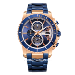Alexandre Christie AC 6455 MC Blue Rosegold Stainless Steel Strap