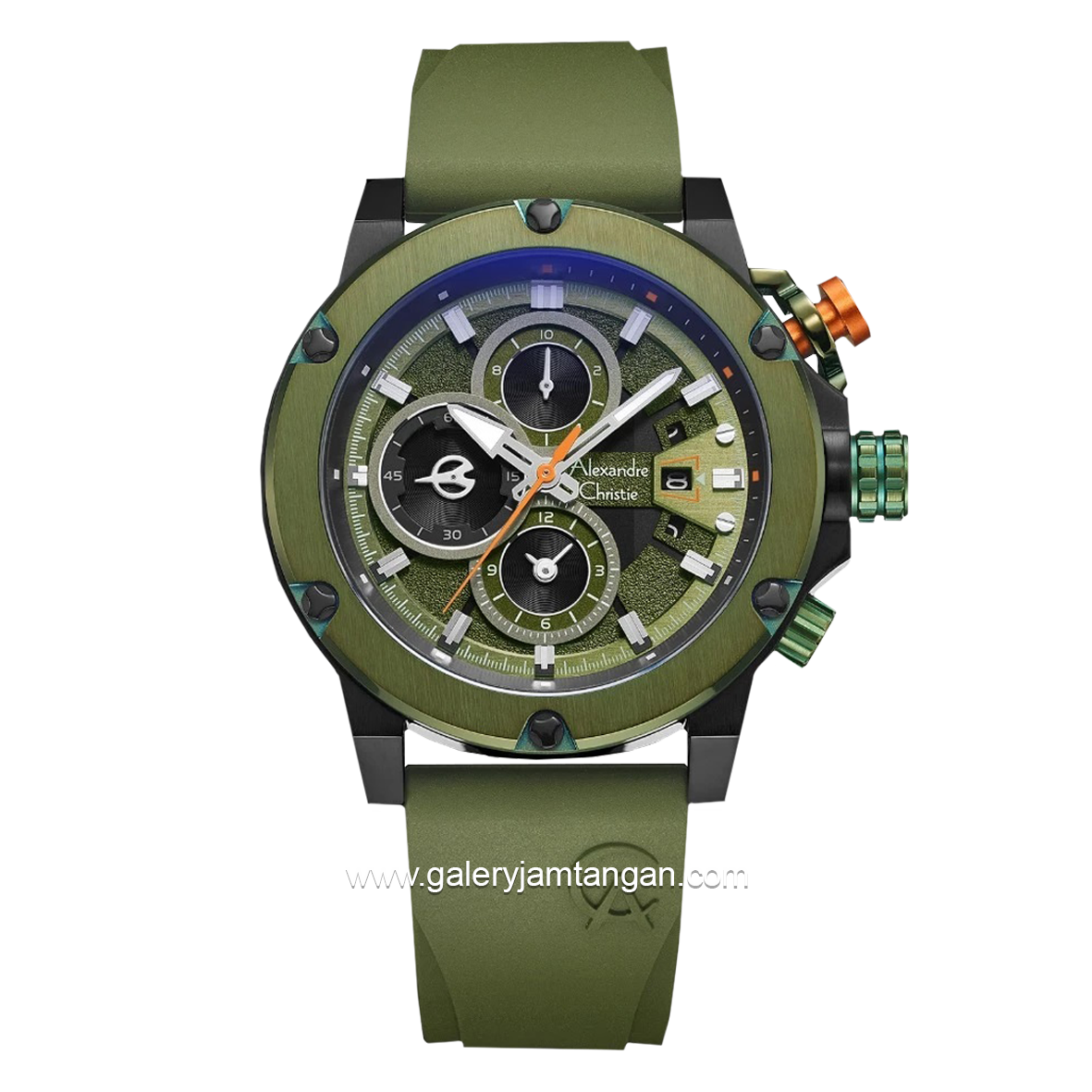 Alexandre Christie AC 6491 GC Army Rubber Strap