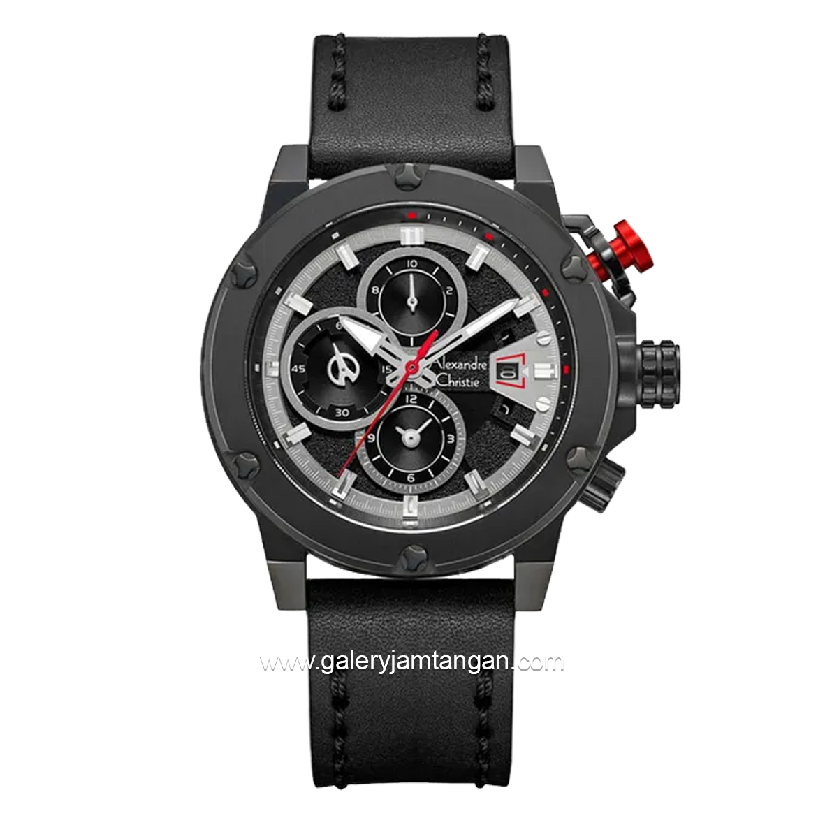 Alexandre Christie AC 6491 GC Full Black Leather Strap