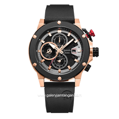Alexandre Christie AC 6491 GC Black Rosegold Rubber Strap