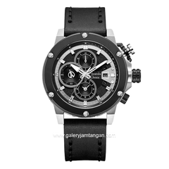 Alexandre Christie AC 6491 GC Black Silver Leather Strap
