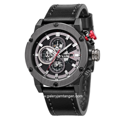 Alexandre Christie AC 6491 MC Man Black Chronograph Leather Strap