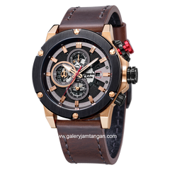 Alexandre Christie AC 6491 MC Man Brown Rosegold Chronograph Leather Strap