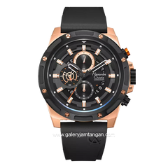 Alexandre Christie AC 6506 MC Chronograph Black Rosegold Rubber Strap