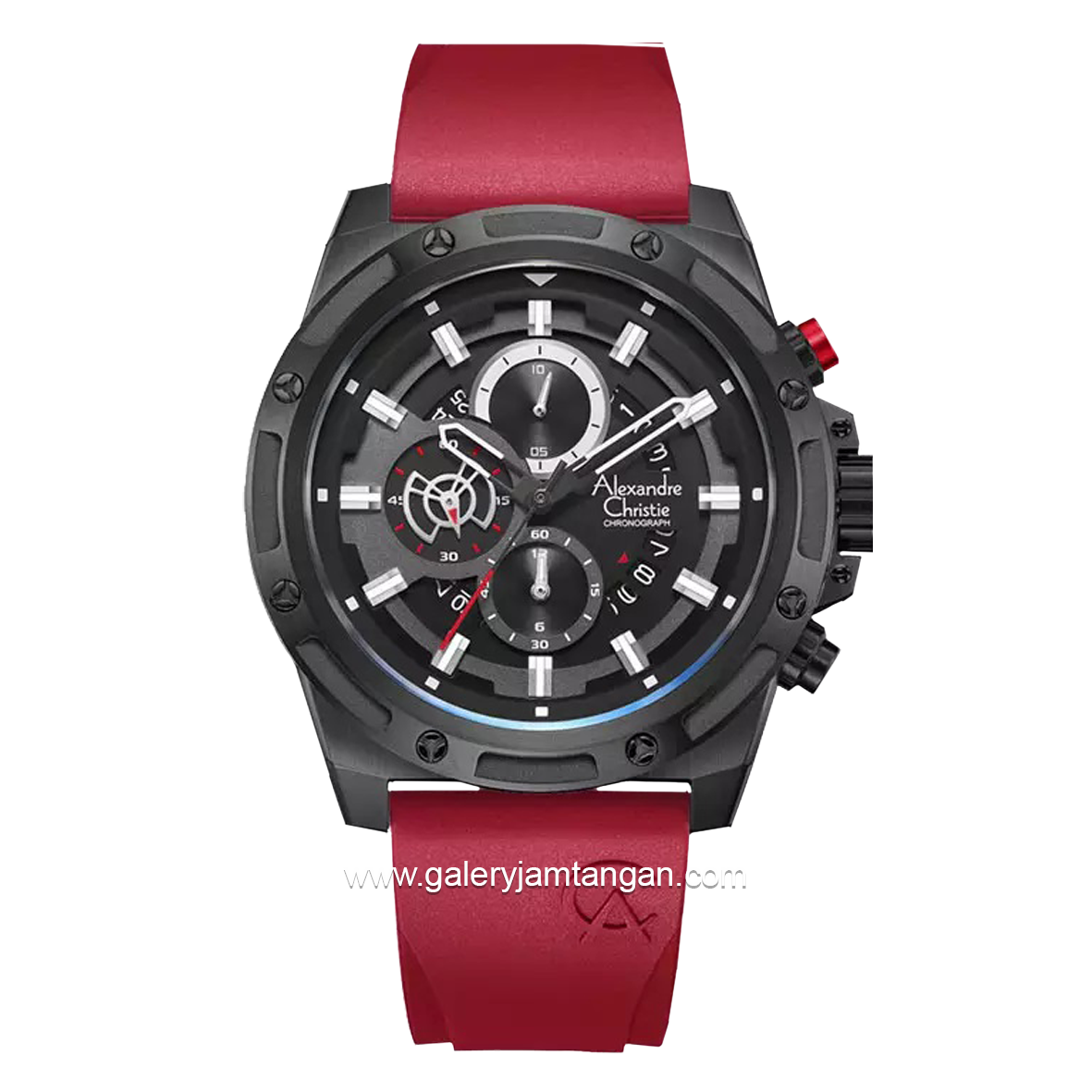 Alexandre Christie AC 6506 MC Chronograph Red Black Rubber Strap