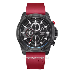 Alexandre Christie AC 6506 MC Chronograph Red Black Rubber Strap