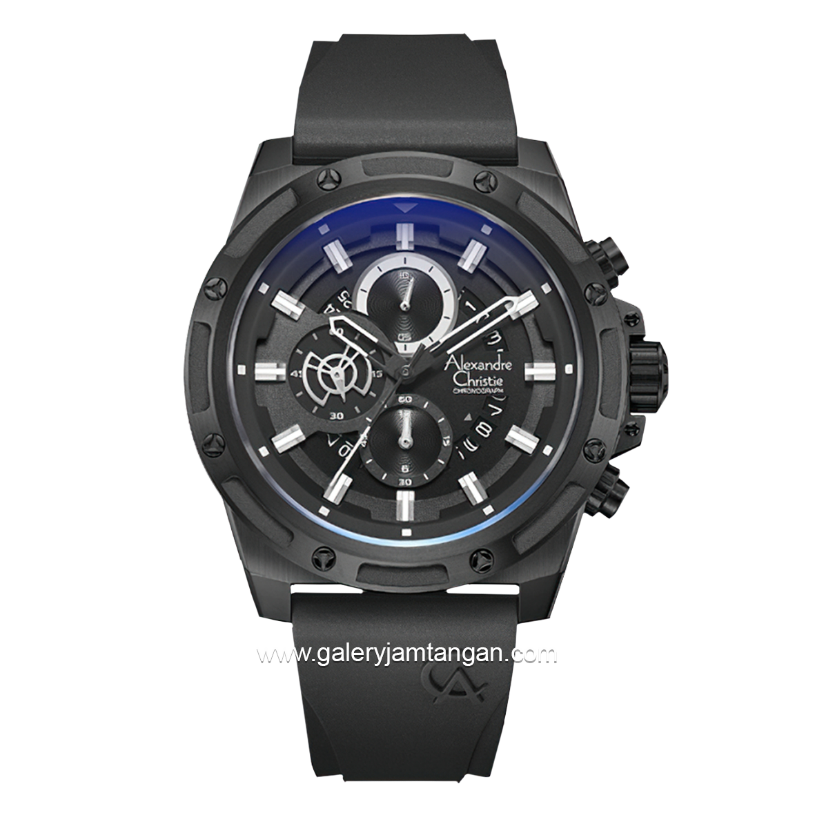 Alexandre Christie AC 6506 MC Chronograph Full Black Rubber Strap