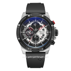 Alexandre Christie AC 6506 MC Chronograph Black Silver Rubber Strap