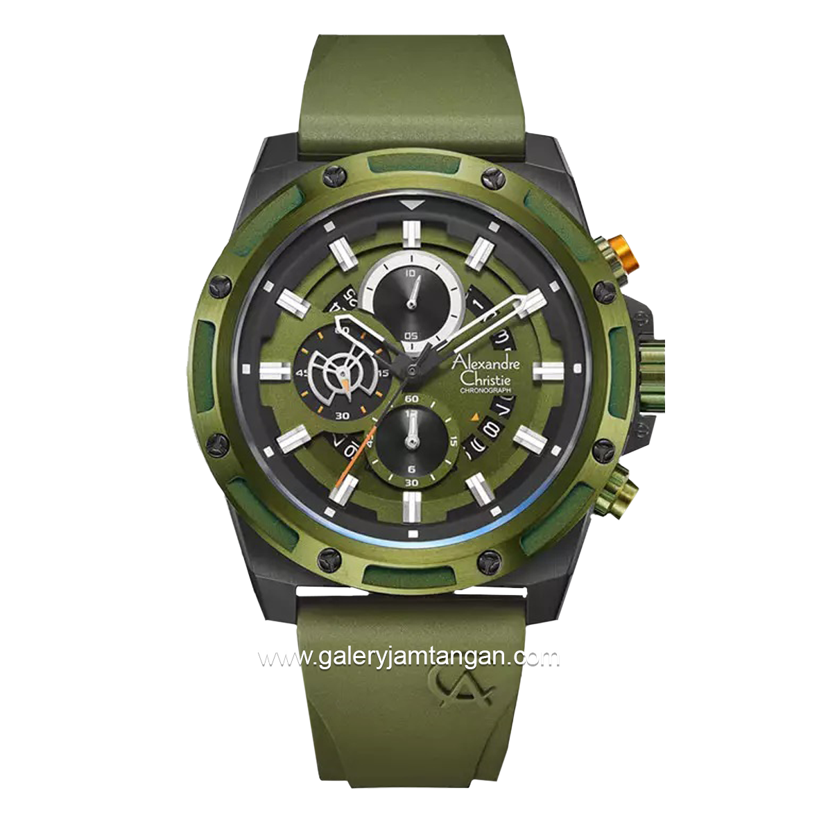Alexandre Christie AC 6506 MC Chronograph Army Rubber Strap