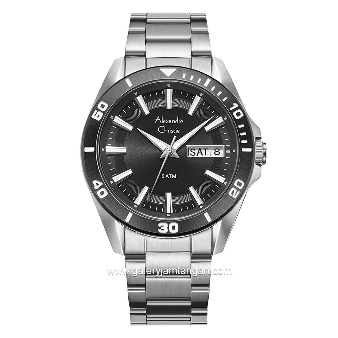 Alexandre Christie AC 6512 ME Silver Dial Black Stainless Steel
