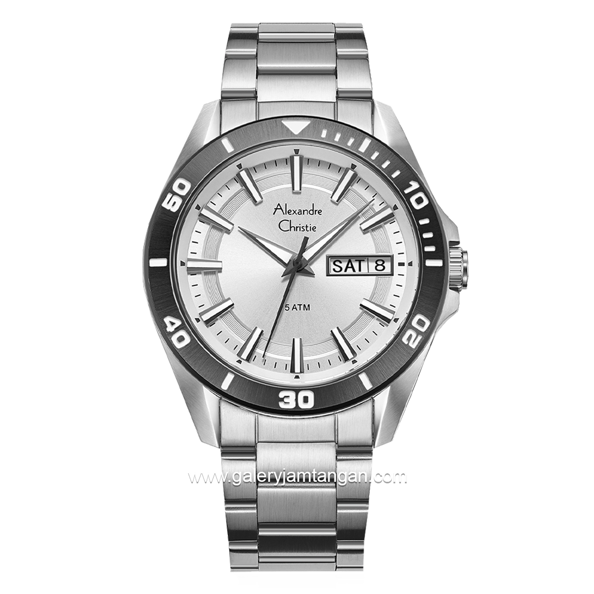 Alexandre Christie AC 6512 ME Silver Ring Black Stainless Steel