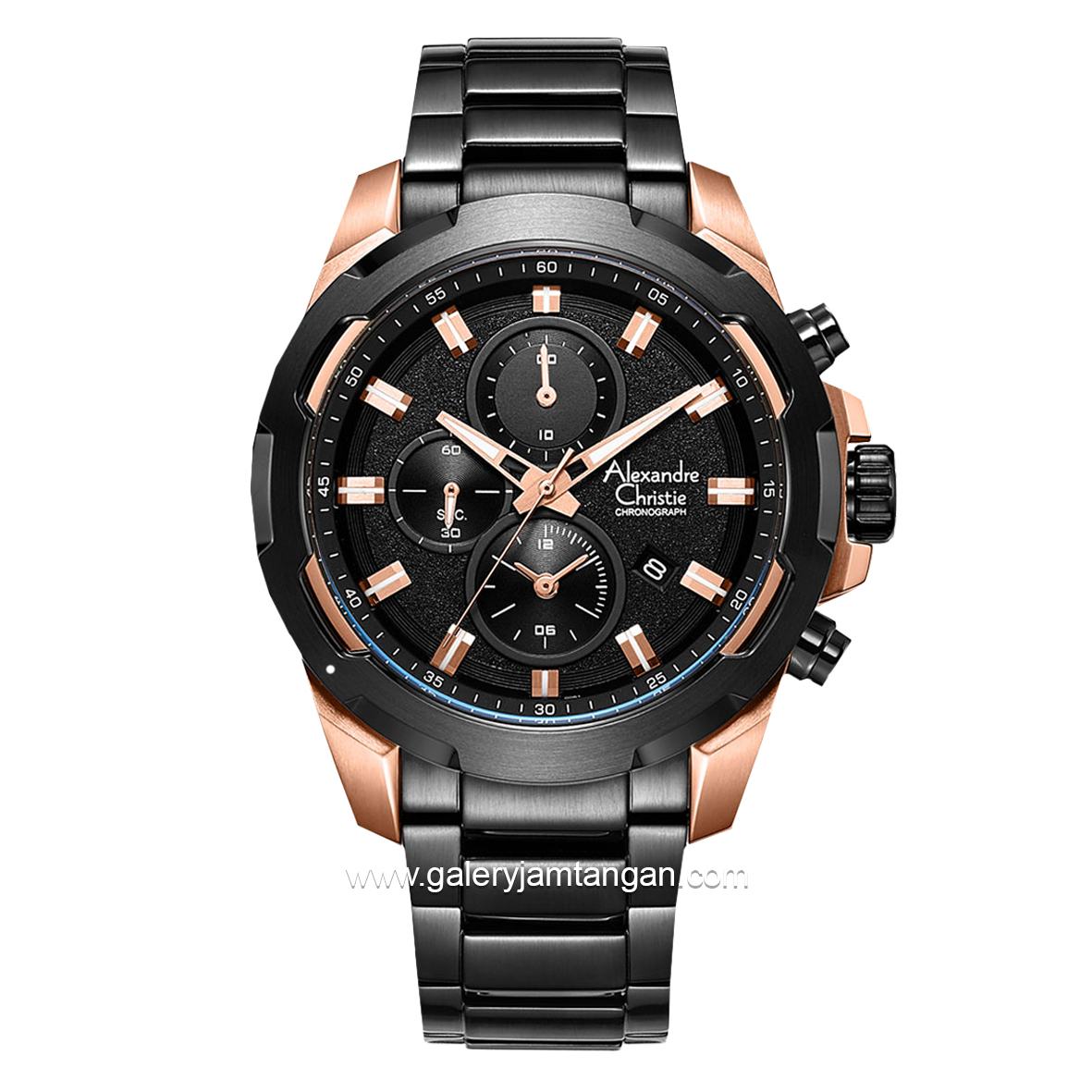Alexandre Christie AC 6523 MC Black Rosegold Chronograph Stainless Steel