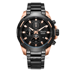 Alexandre Christie AC 6523 MC Black Rosegold Chronograph Stainless Steel