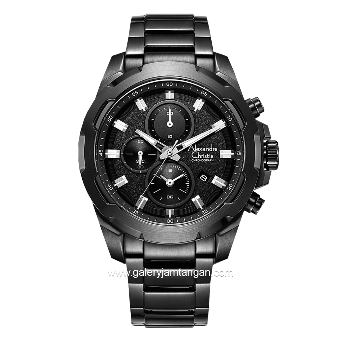 Alexandre Christie AC 6523 MC Black Chronograph Stainless Steel Strap