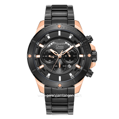 Alexandre Christie AC 6529 MC Black Rosegold Chronograph Stainless Steel Strap