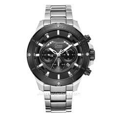 Alexandre Christie AC 6529 MC Silver Dial Black Chronograph Stainless Steel Strap