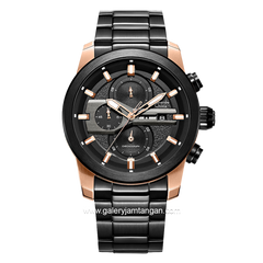 Alexandre Christie AC 6559 MC Man Black Rosegold Chronograph Stainless Steel Strap