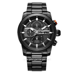 Alexandre Christie AC 6559 MC Man Black Knop Orange Chronograph Stainless Steel Strap
