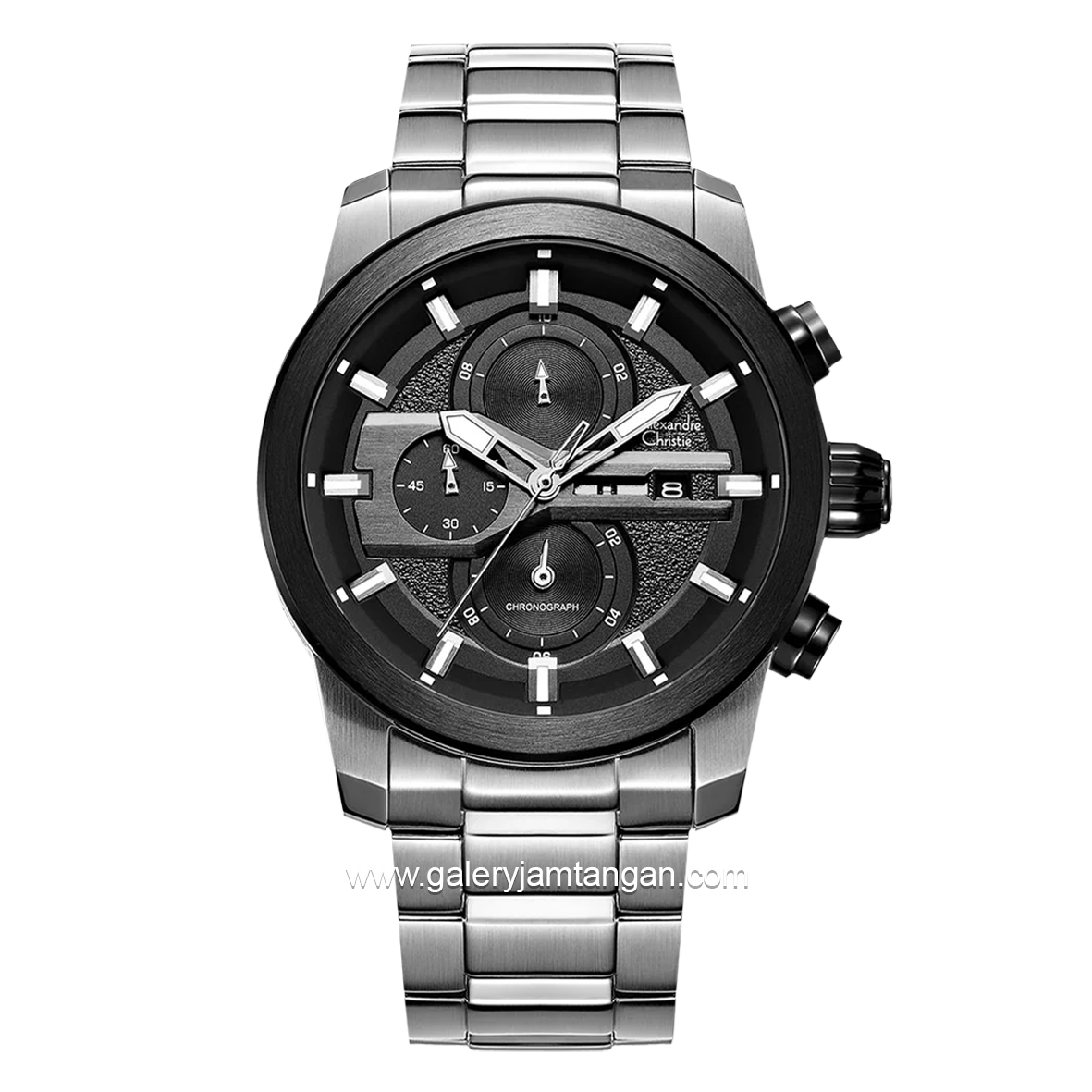 Alexandre Christie AC 6559 MC Man Silver Dial Balck Chronograph Stainless Steel Strap