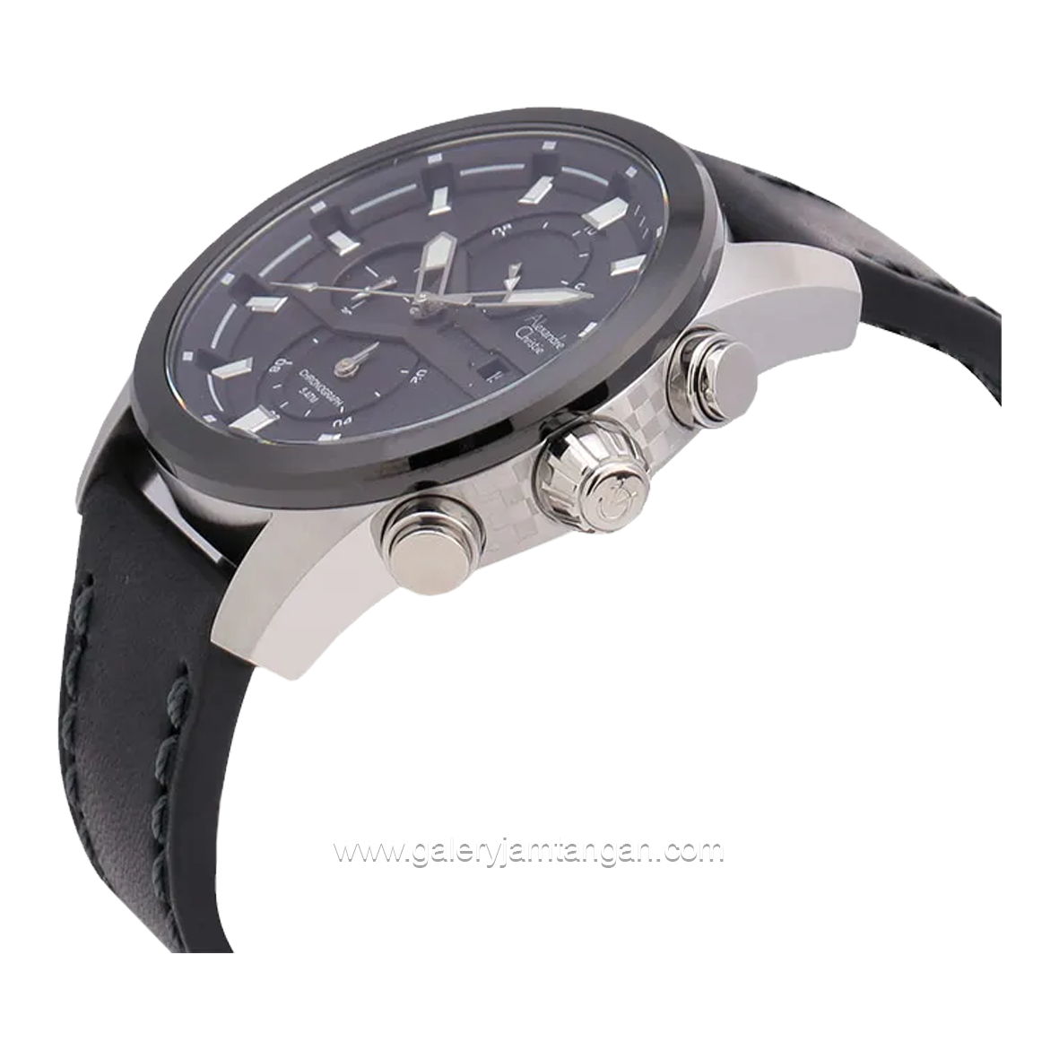 Alexandre Christie AC 6562 MC Black Silver Leather Strap