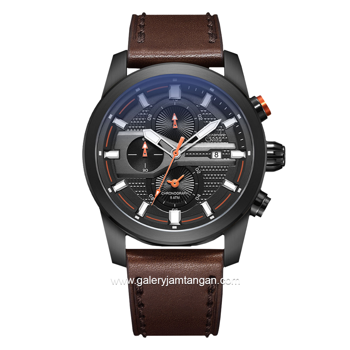 Alexandre Christie Chronograph AC 6562 MC Brown Black Leather Strap