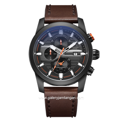 Alexandre Christie Chronograph AC 6562 MC Brown Black Leather Strap