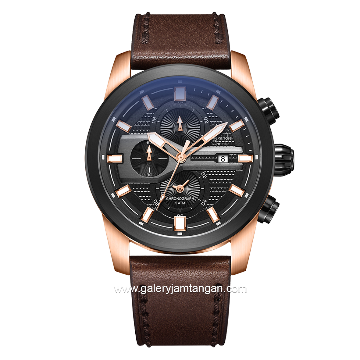 Alexandre Christie Chronograph AC 6562 MC Brown Rosegold Leather Strap