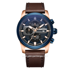Alexandre Christie Chronograph AC 6562 MC Brown Ring Blue Leather Strap