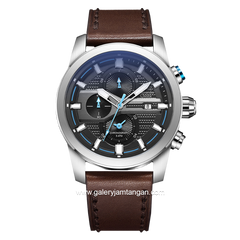 Alexandre Christie Chronograph AC 6562 MC Brown Silver Leather Strap