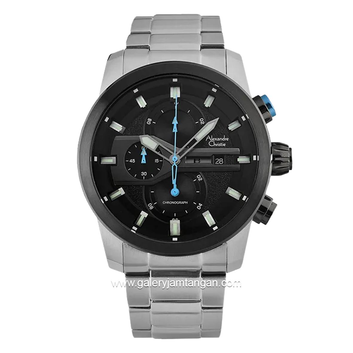 Alexandre Christie AC 6562 MC Silver Hour Marker Blue Stainless Steel