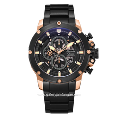 Alexandre Christie AC 6564 MC Black Rosegold Chronograph Stainless Steel Strap
