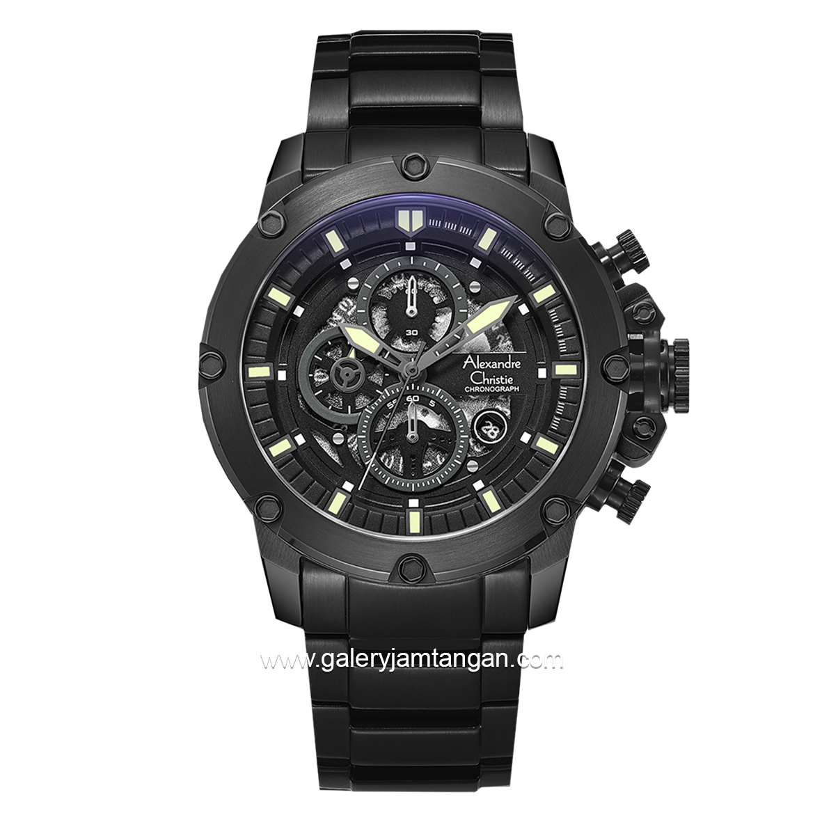 Alexandre Christie AC 6564 MC Black Chronograph Stainless Steel Strap