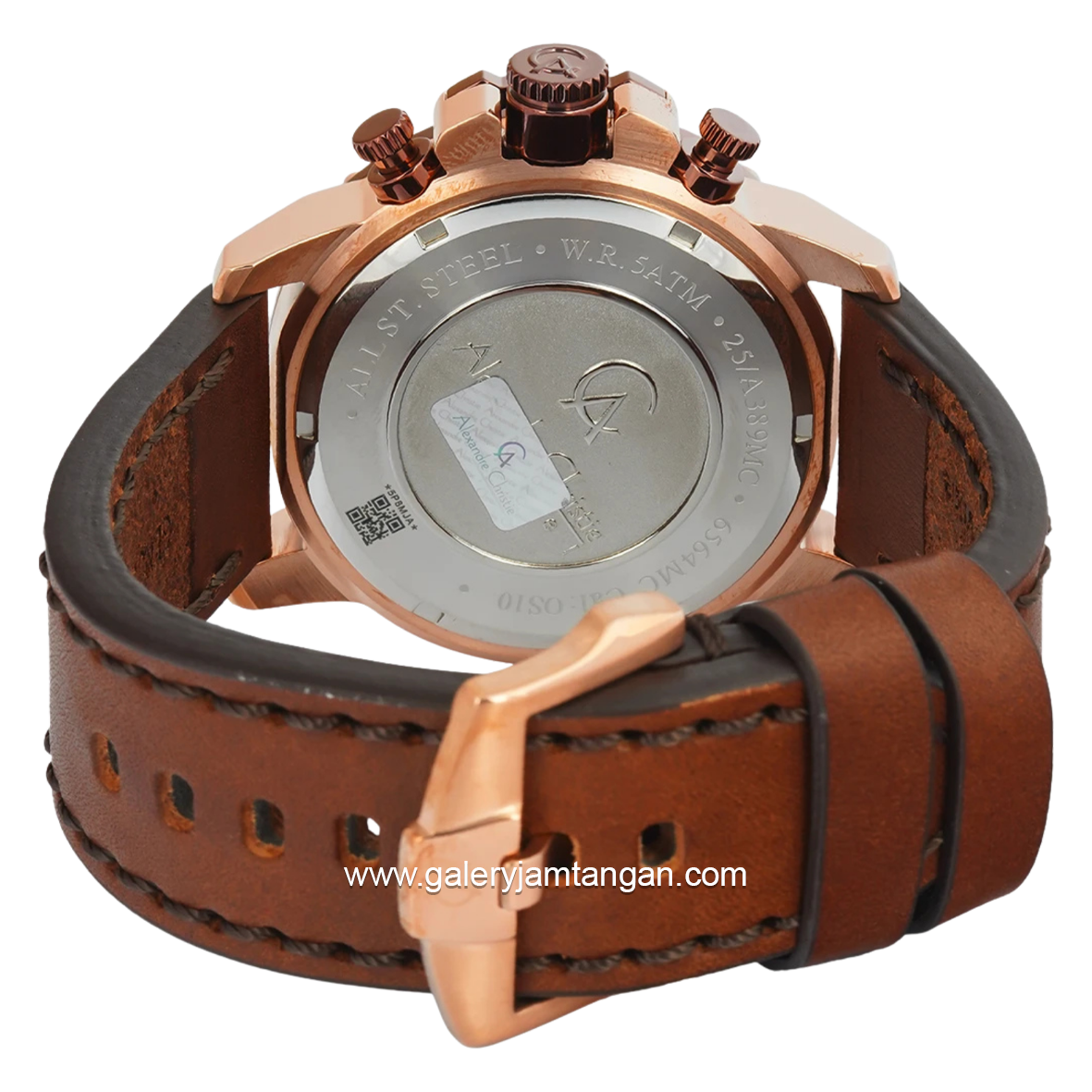 Alexandre Christie AC 6564 MCLROBO Full Brown Rosegold Chronograph Leather Strap