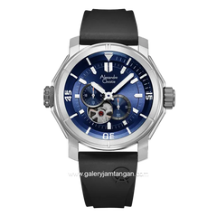 Alexandre Christie AC 6565 MA Chronograph Open Heart Black Dial Blue Rubber Strap