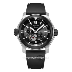 Alexandre Christie AC 6565 MA Chronograph Open Heart Black Silver Rubber Strap