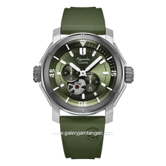 Alexandre Christie AC 6565 MA Chronograph Open Heart Army Silver Rubber Strap