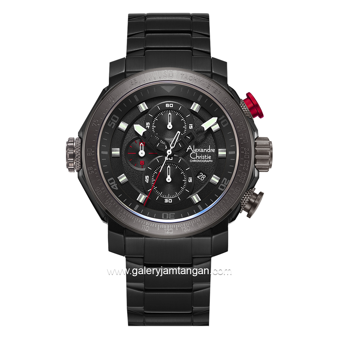 Alexandre Christie AC 6565 MC Black List Red Chronograph Stainless Steel