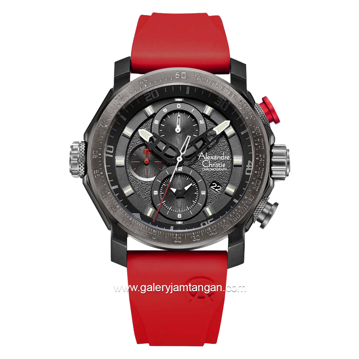 Alexandre Christie AC 6565 MC Red Black Chronograph Rubber Strap