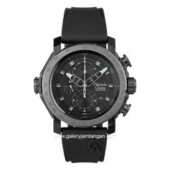 Alexandre Christie AC 6565 MCREPBA Full Black Chronograph Rubber Strap