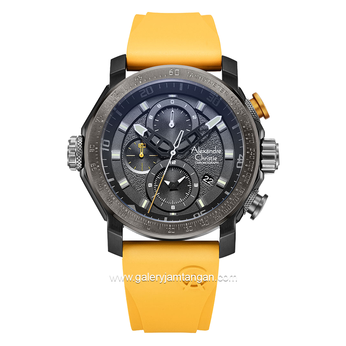 Alexandre Christie AC 6565 MC Yellow Chronograph Rubber Strap