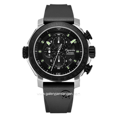 Alexandre Christie AC 6565 MC Black Silver Chronograph Rubber Strap